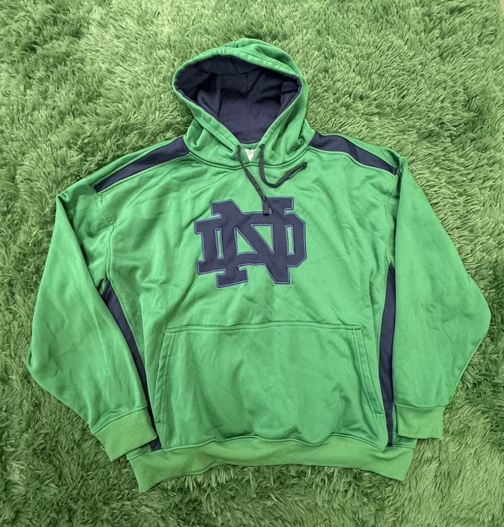 VTG Notre Dame Fighting Irish PROEDGE Hoodie 2XL Green Blue Pullover Sweatshirt